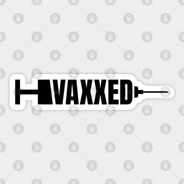 Vaxxed Syringe Black Sticker by Shinsen Merch